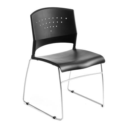Boss Office Products Boss Plastic Stacking Chair - Black B1400-BK-1